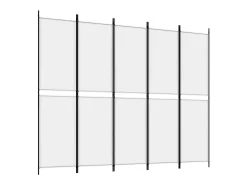 Biombo divisor de 5 paneles de tela blanco 250x200 cm ES484061
