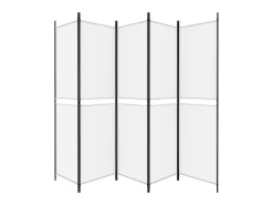 Biombo divisor de 5 paneles de tela blanco 250x200 cm ES484061