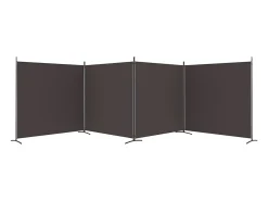 Biombo divisor de 4 paneles de tela marrón 698x180 cm ES671000