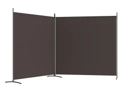 Biombo divisor de 2 paneles de tela marrón 348x180 cm ES833820