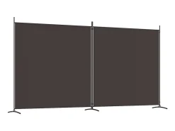 Biombo divisor de 2 paneles de tela marrón 348x180 cm ES833820