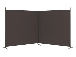 Biombo divisor de 2 paneles de tela marrón 348x180 cm ES833820