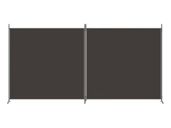 Biombo divisor de 2 paneles de tela marrón 348x180 cm ES833820