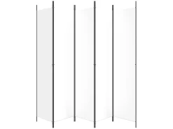 Biombo divisor de 5 paneles de tela blanco 250x220 cm ES742905