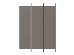 Biombo divisor de 3 paneles de tela gris antracita 150x200 cm ES181735