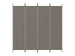 Biombo divisor de 4 paneles de tela gris antracita 698x180 cm ES840898