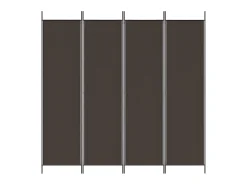 Biombo divisor de 4 paneles de tela marrón 200x200 cm ES532800