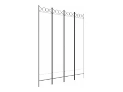 Biombo divisor de 4 paneles de tela blanco 160x200 cm ES377971
