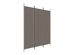 Biombo divisor de 3 paneles de tela gris antracita 150x220 cm ES864745