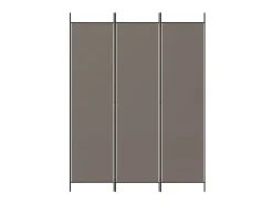 Biombo divisor de 3 paneles de tela gris antracita 150x220 cm ES864745