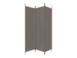 Biombo divisor de 3 paneles de tela gris antracita 150x220 cm ES864745