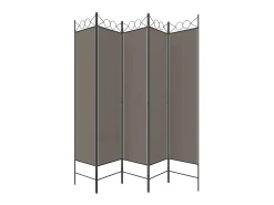 Biombo divisor de 5 paneles de tela gris antracita 200x200 cm ES203683