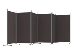 Biombo divisor de 6 paneles de tela marrón 520x180 cm ES735700