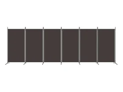 Biombo divisor de 6 paneles de tela marrón 520x180 cm ES735700