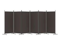 Biombo divisor de 6 paneles de tela marrón 520x180 cm ES735700