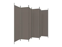 Biombo divisor de 6 paneles de tela gris antracita 300x220 cm ES320024