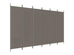 Biombo divisor de 6 paneles de tela gris antracita 300x220 cm ES320024