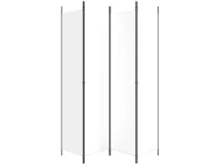Biombo divisor de 4 paneles de tela blanco 200x220 cm ES952059