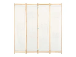 Biombo divisor de 4 paneles de tela color crema 160x170x4 cm ES501179