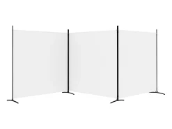 Biombo divisor de 3 paneles de tela blanco 525x180 cm ES320703