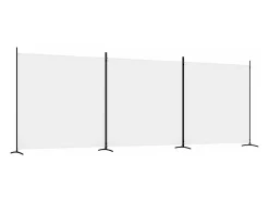 Biombo divisor de 3 paneles de tela blanco 525x180 cm ES320703