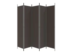 Biombo divisor de 5 paneles de tela marrón 250x220 cm ES867572