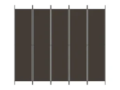 Biombo divisor de 5 paneles de tela marrón 250x220 cm ES867572