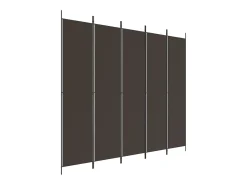 Biombo divisor de 5 paneles de tela marrón 250x220 cm ES867572