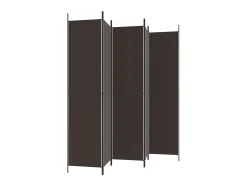 Biombo divisor de 5 paneles de tela marrón 250x220 cm ES867572