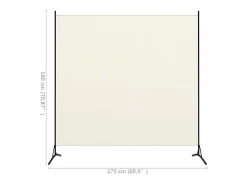 Biombo divisor de tela blanco 175x180 cm ES487951