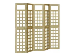 Biombo exterior plegable 5 piezas marrón 200 x 180 cm