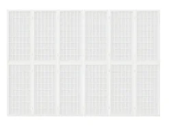 Biombo plegable con 6 paneles estilo japonés blanco 240x170 cm ES386037