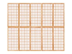 Biombo plegable con 5 paneles estilo japonés 200x170 cm ES979914