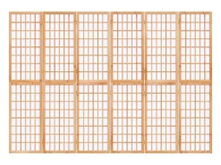 Biombo plegable con 6 paneles estilo japonés 240x170 cm ES807037
