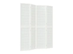 Biombo plegable con 4 paneles estilo japonés blanco 160x170 cm ES654972
