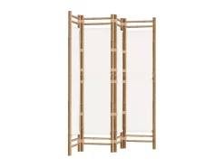 Biombo plegable de 4 paneles bambú y lona 160 cm ES517854