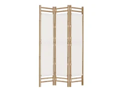 Biombo plegable de 3 paneles bambú y lona 120 cm ES613939