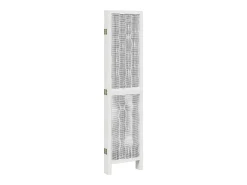 Biombo separador de 5 paneles madera maciza Paulownia blanco ES902363
