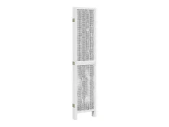 Biombo separador de 5 paneles madera maciza Paulownia blanco ES859261