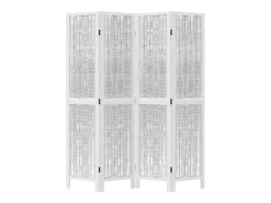 Biombo separador de 4 paneles madera maciza Paulownia blanco ES976357
