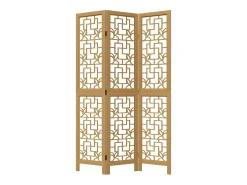 Biombo separador de 3 paneles madera maciza paulownia marrón ES278665