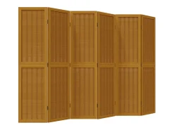 Biombo separador de 6 paneles madera maciza paulownia marrón ES625835