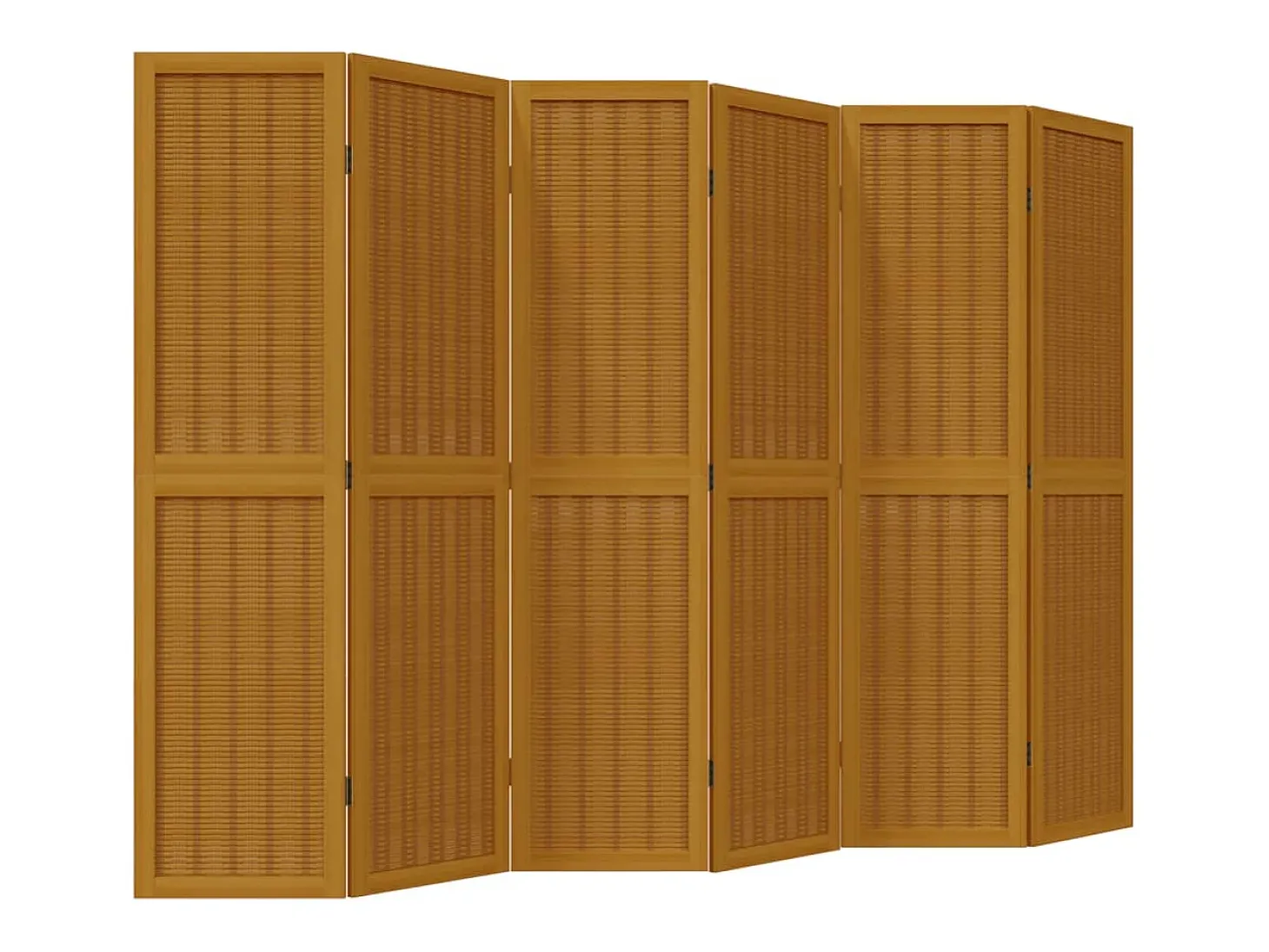 Biombo separador de 6 paneles madera maciza paulownia marrón ES625835