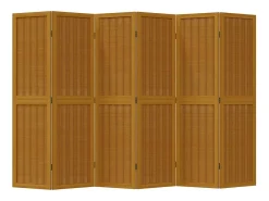 Biombo separador de 6 paneles madera maciza paulownia marrón ES625835