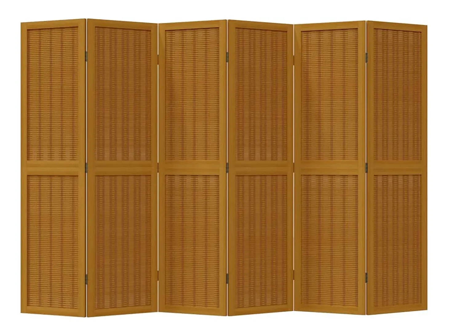 Biombo separador de 6 paneles madera maciza paulownia marrón ES625835