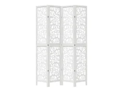 Biombo separador de 4 paneles madera maciza Paulownia blanco ES644583