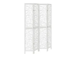 Biombo separador de 4 paneles madera maciza Paulownia blanco ES644583