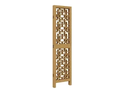 Biombo separador de 4 paneles madera maciza paulownia marrón ES596340