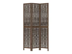 Biombo separador de 3 paneles madera paulownia marrón oscuro ES844875