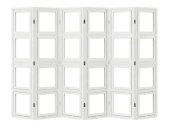 Biombo separador de 6 paneles madera maciza Paulownia blanco ES357984
